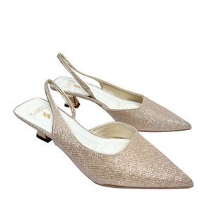 Franco‎ Sarto Pumps Size 5.5 Gold Slingback Pointed Toe Dress Sparkly Shoes